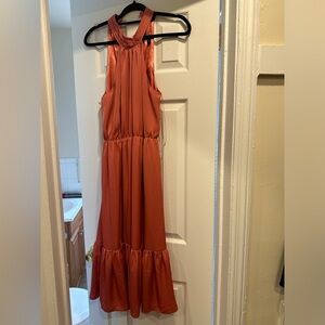 Elegant Coral Sleeveless Dress